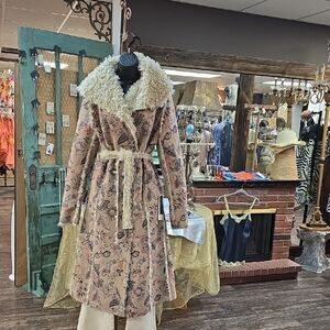 Paparazzi Reversible Paisley Coat with Faux Fur